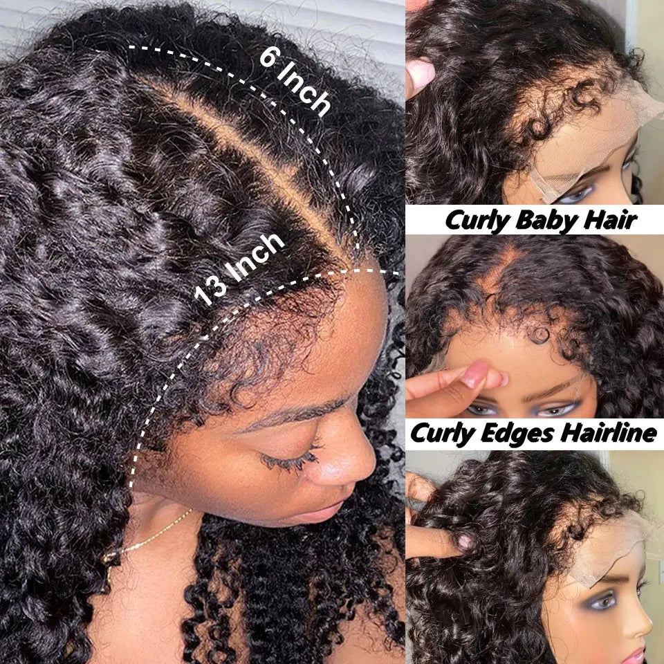 Water Deep Wave Frontal Wig Glueless Hd Transparent 4c Edges Human Hair