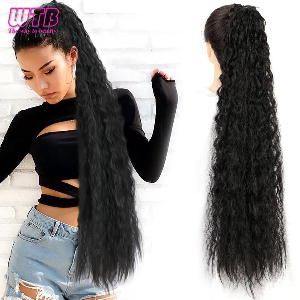 Synthetic Super Long Straight Drawstring Ponytail