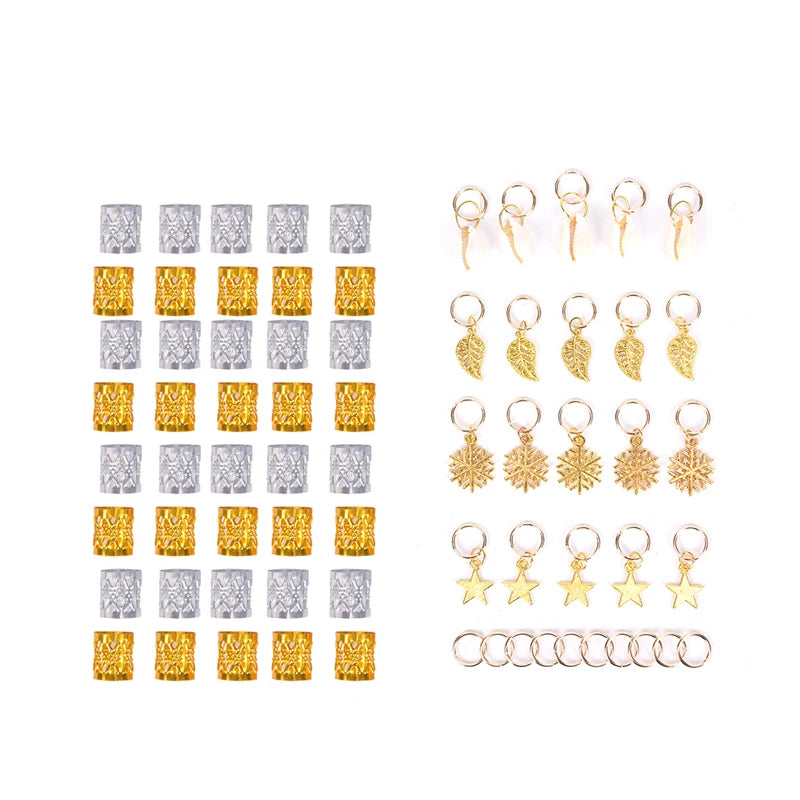 80/90/100pcs Gold Silver Hair Ring Braid Hair Cuffs