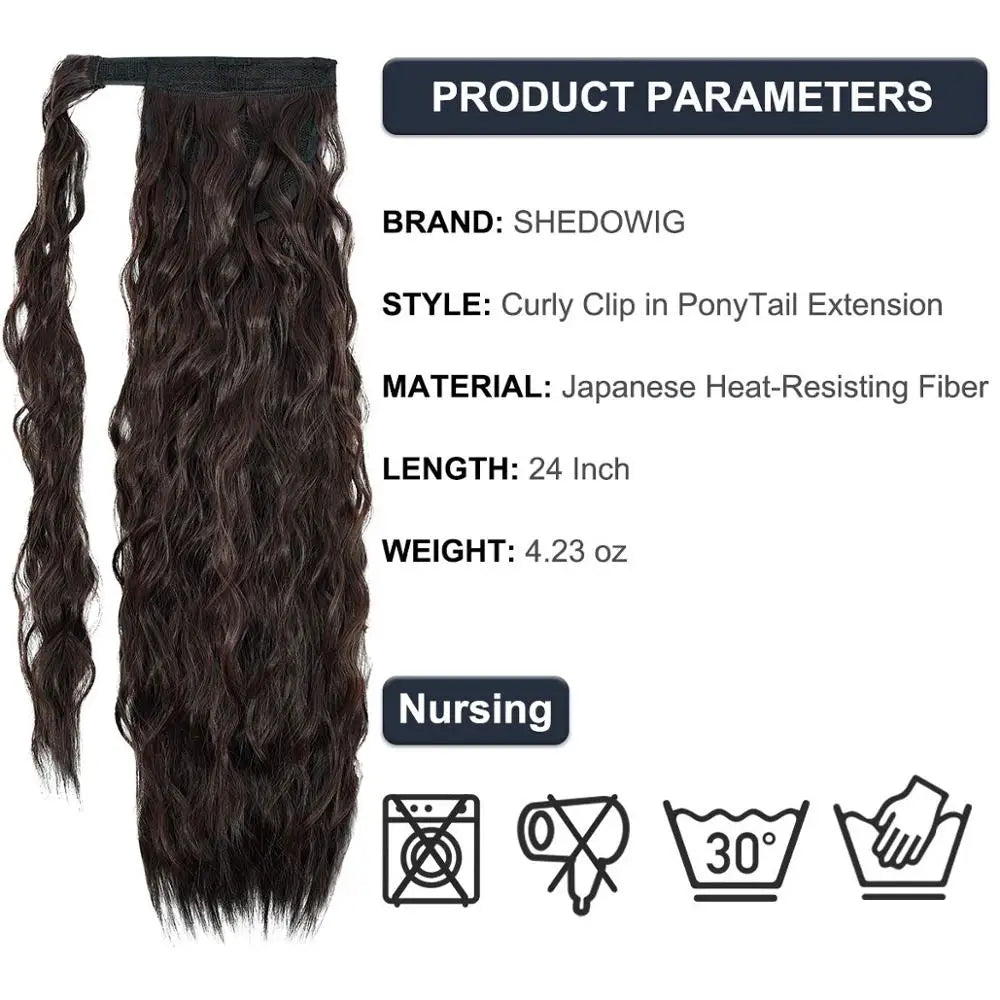 Long Curly Ponytail Natural Hair Extension