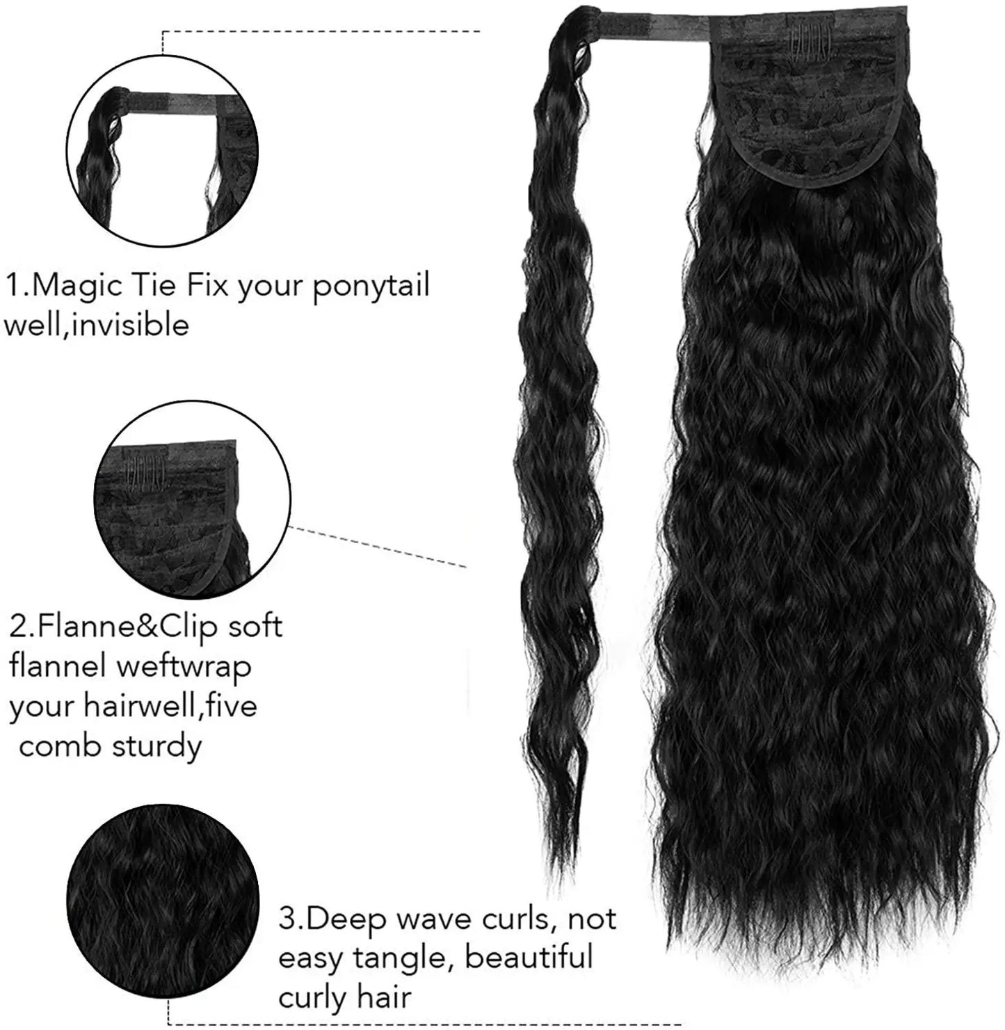 Long Curly Ponytail Natural Hair Extension