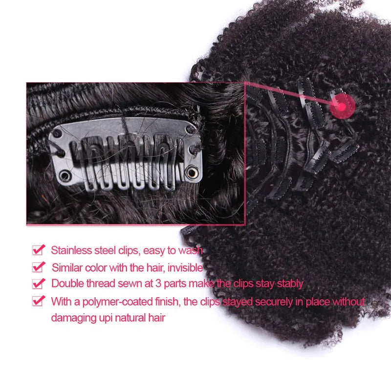Kinky Curly Clip Ins 4B 4C Human Hair