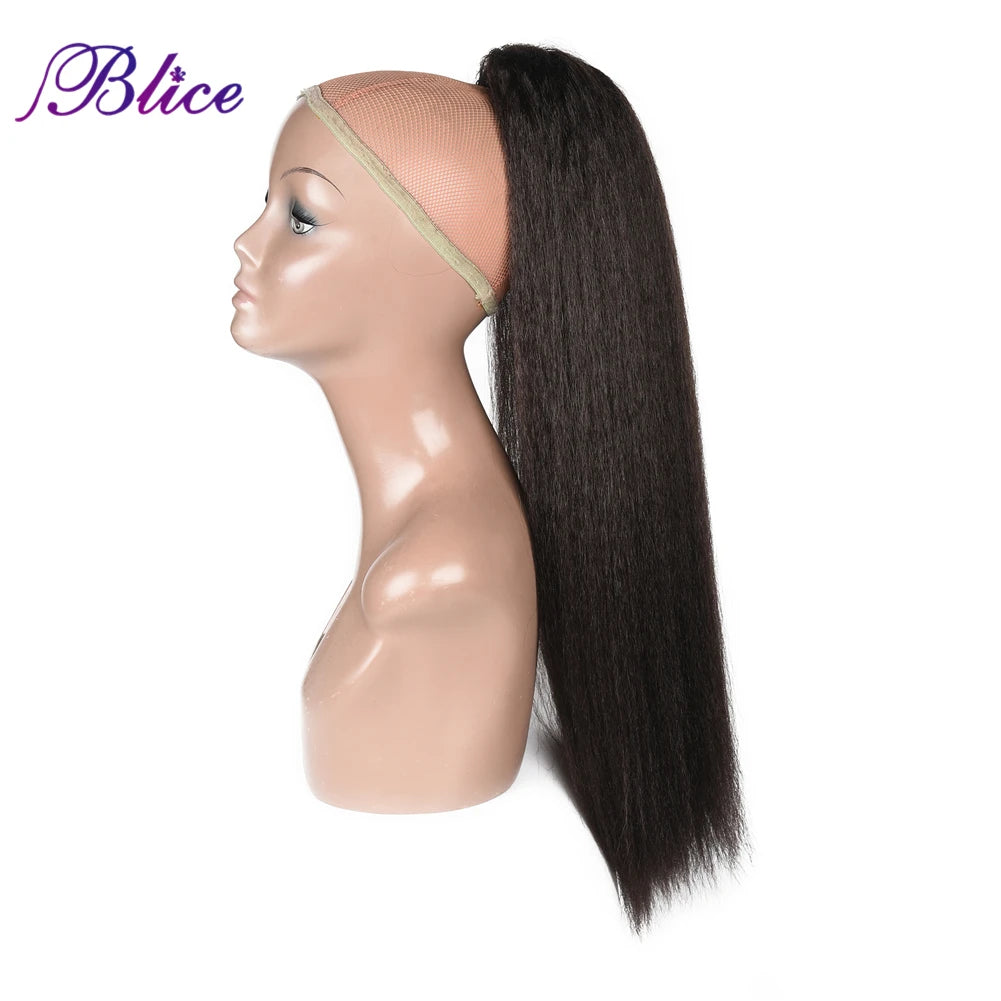 Kinky Straight Heat Resistant Ponytail Extensions With Two Plastic Combs