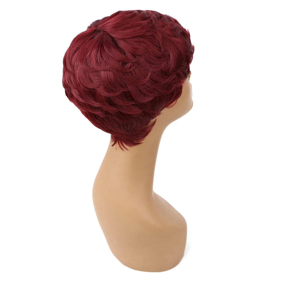 Synthetic Wigs Short Hair Wig Drawstring with combs