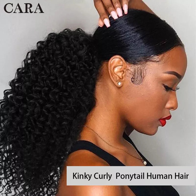 3B 3C Afro Kinky Curly Ponytail Human Hair Extensions