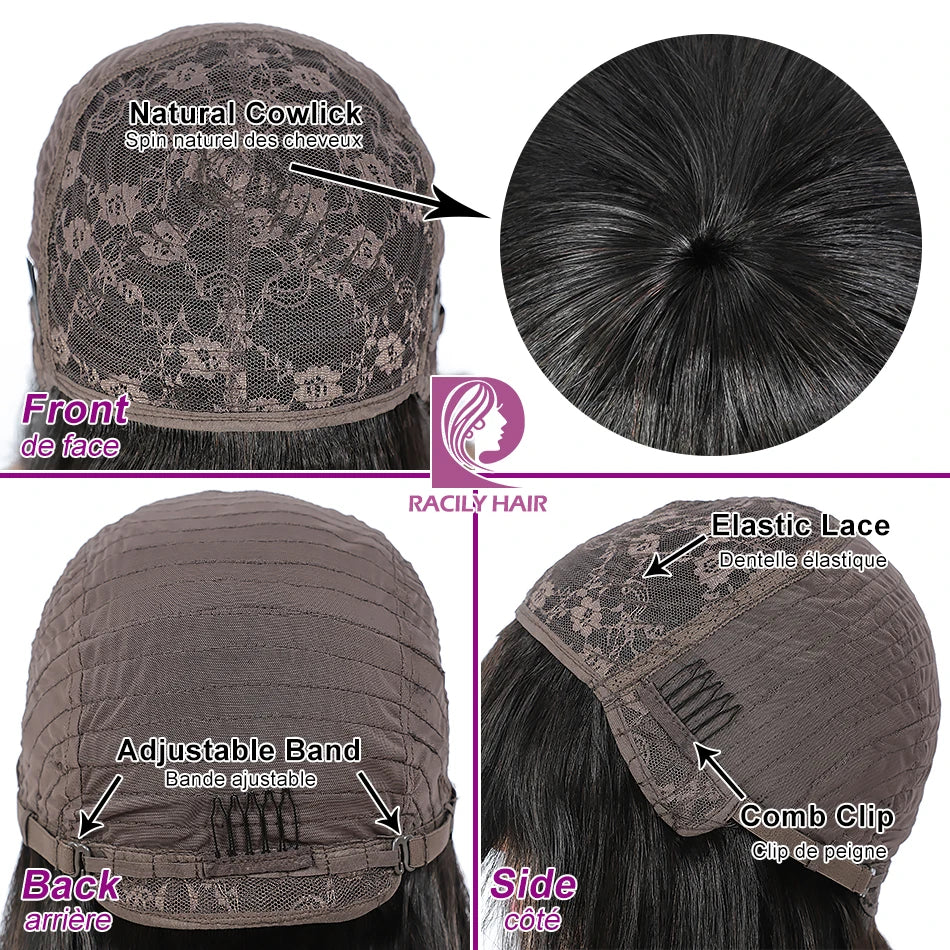 Straight Wig With Bangs Fringe Straight Human Hair Wig Glueless