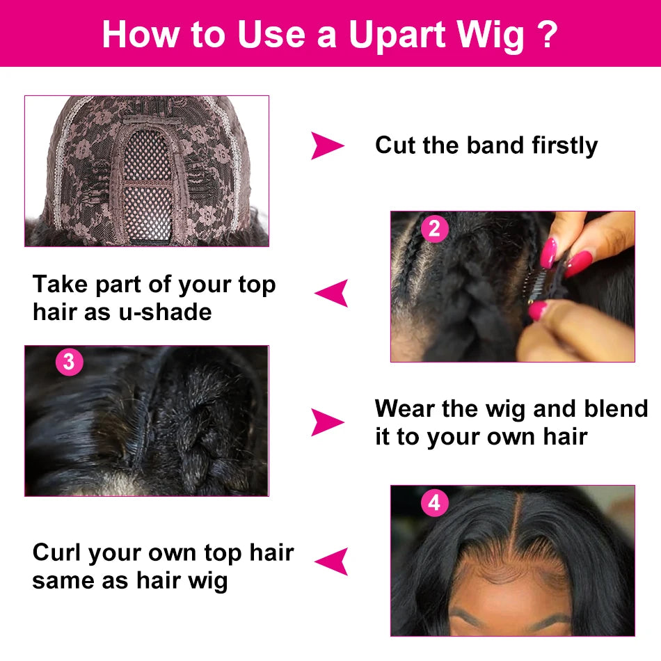 Hair Body Wave U Part Wig / Thin V Part Wig Human Hair