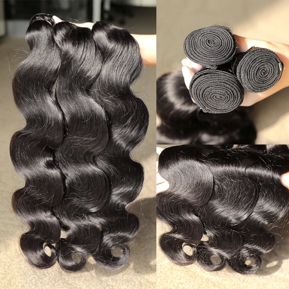 Body Wave Brazilian Human Hair Weave Bundles Water Wave Raw Virgin Remy