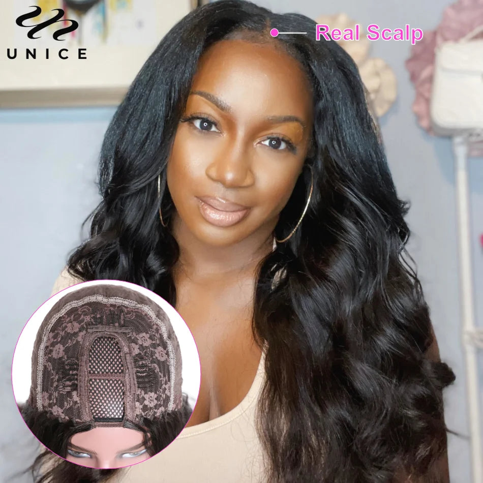 Hair Body Wave U Part Wig / Thin V Part Wig Human Hair