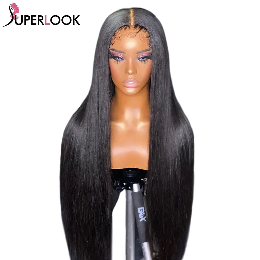 Bleached Knots Glueless Straight Lace Front Wigs Pre-Cut Indian Human Hair Wigs HD Lace