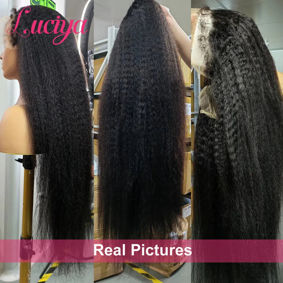 Kinky Straight 4C Edges Natural Hairline Wig Yaki Front Human Hair