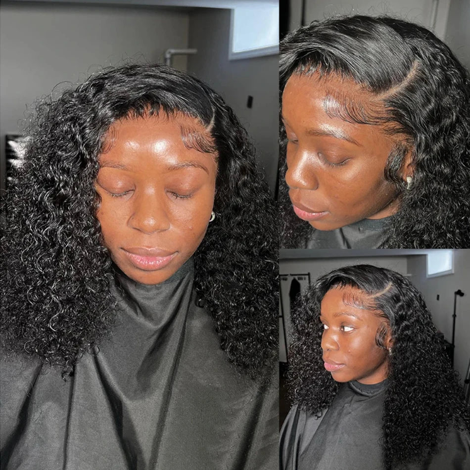 Wear and Go Glueless Wigs Short Bob Wig Human Hair Kinky Curly