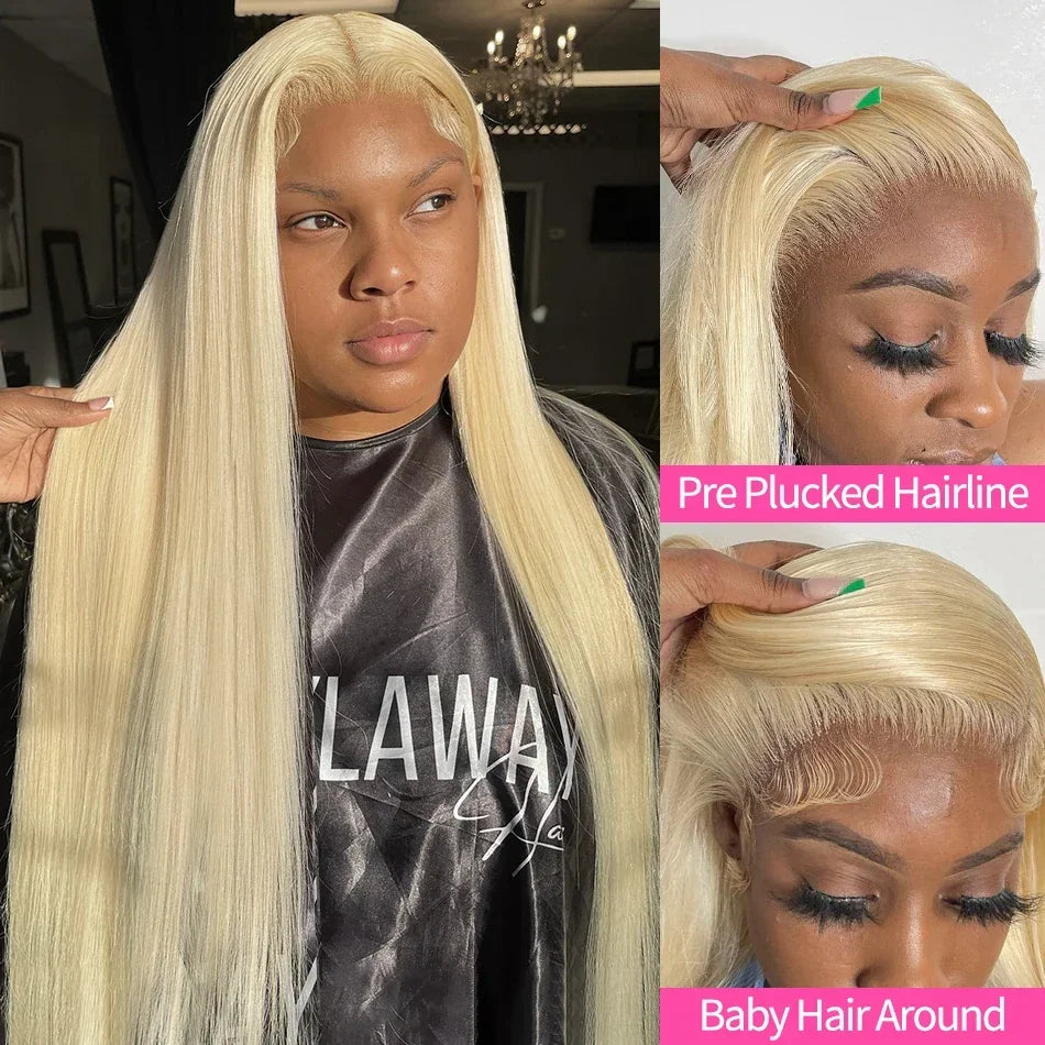 613 Lace Frontal Wig Blonde Straight Brazilian HD Transparent Human Hair