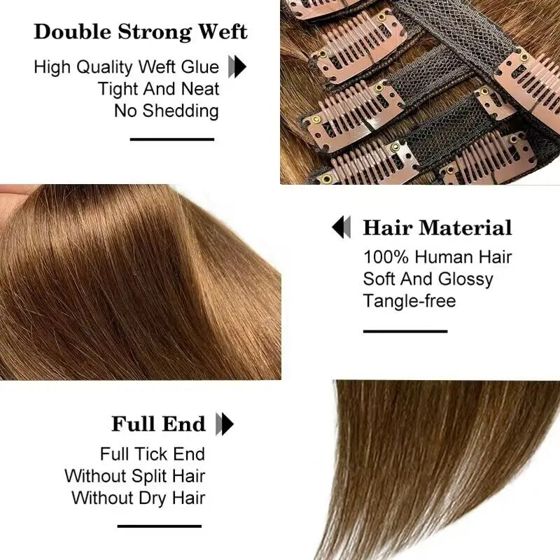 8Pcs/Sets Clip In Hair Extensions Human Hair 10-26 Inch Brazilian Remy Straight Hair