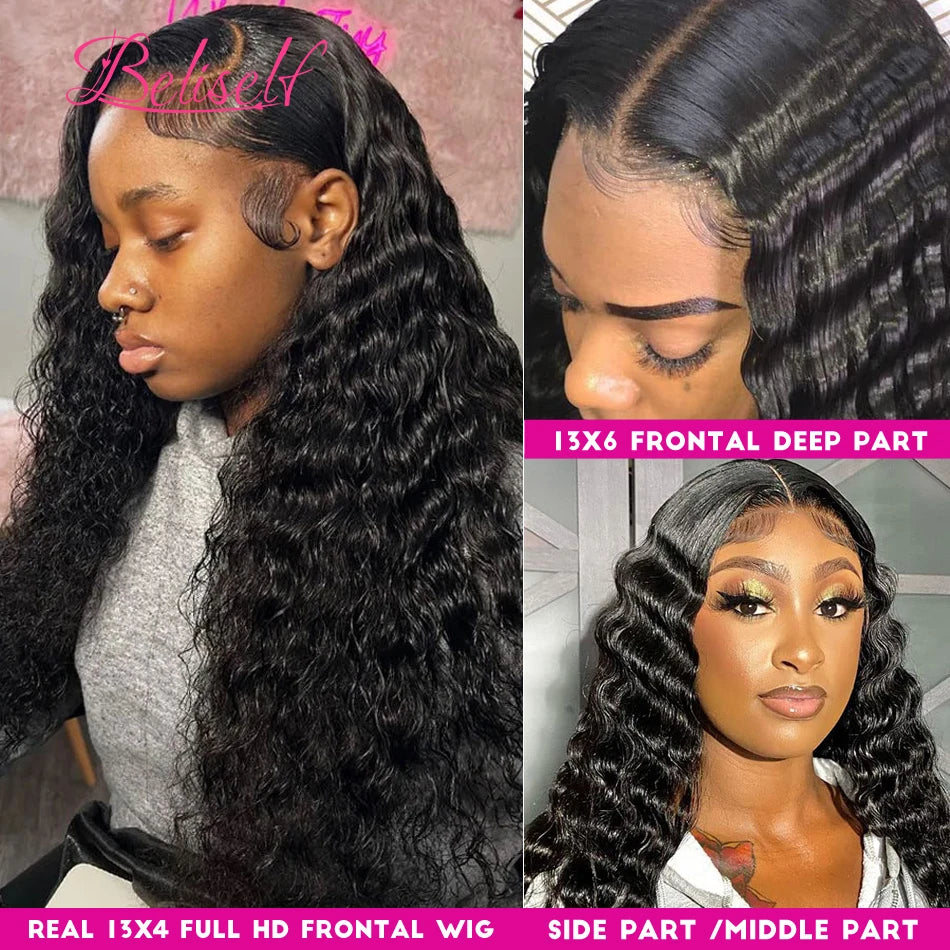 Loose Deep Wave Lace Frontal Wig Brazilian Remy Hair Natural Hairline