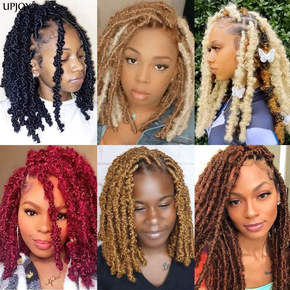 12|14 in Butterfly Soft Faux Locs Crochet Hair Braids Pre looped Distressed Goddess Braids