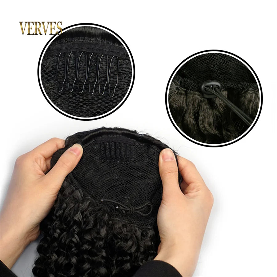 Synthetic Drawstring Puff Ponytail Afro Curly