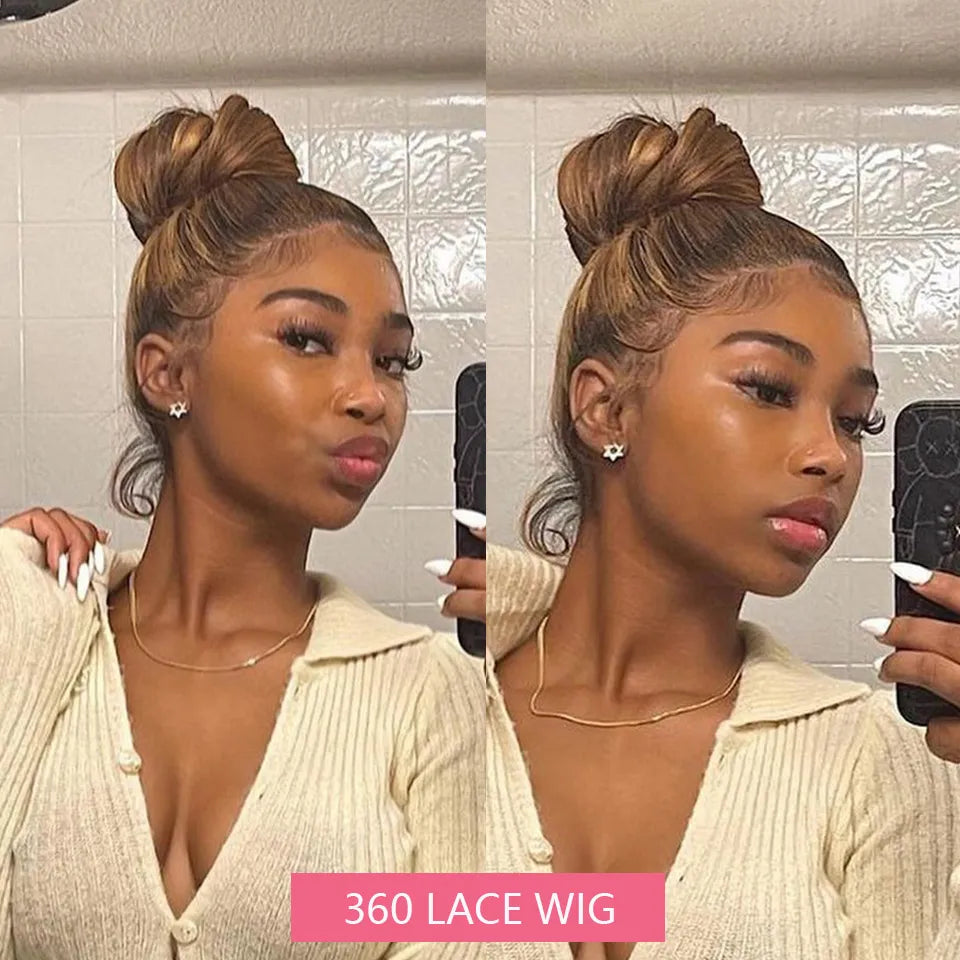 HD Lace Frontal Wig 4/27 Highlight Wig Body Wave Human Hair Loose Wave Virgin Brazilian