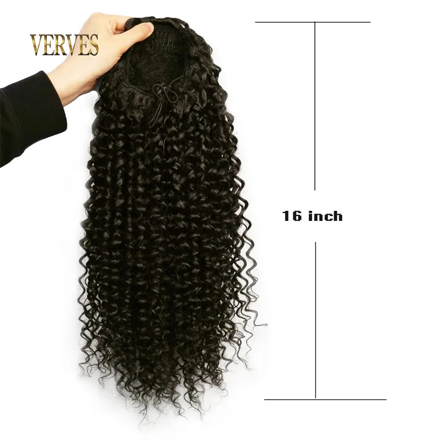 Synthetic Drawstring Puff Ponytail Afro Curly