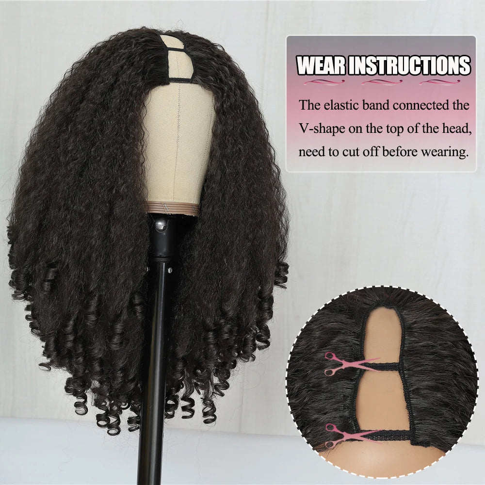 Curly V Part Wig