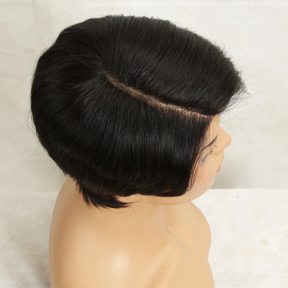 Short Pixie Cut Human Hair Wig Glueless With Bangs