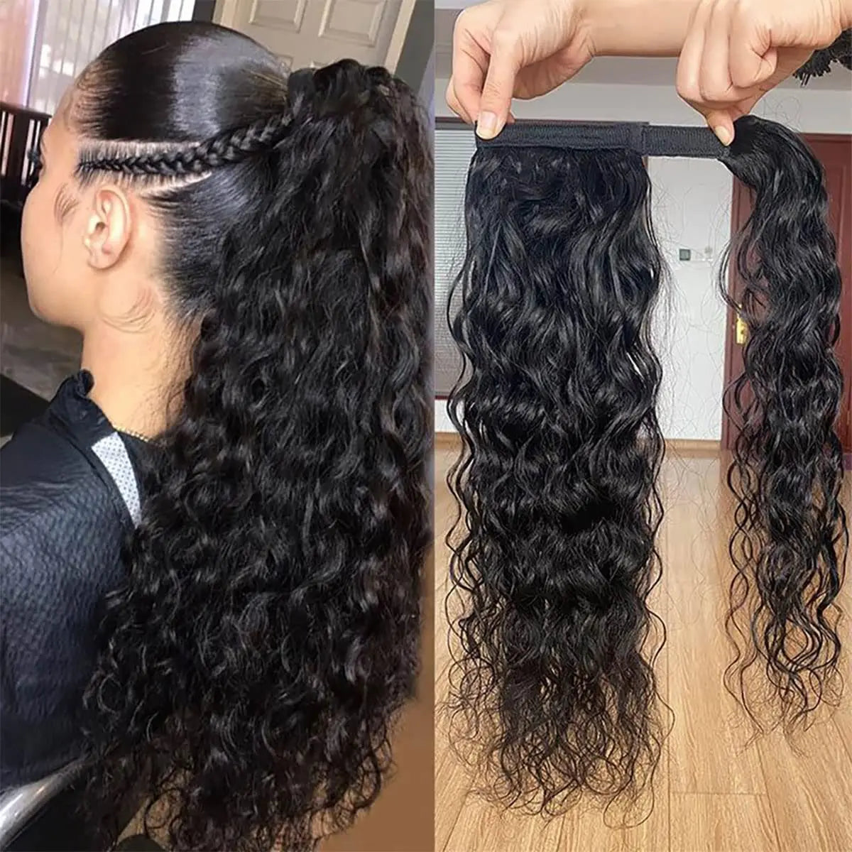 Clip in Ponytail Water Wave Extensions