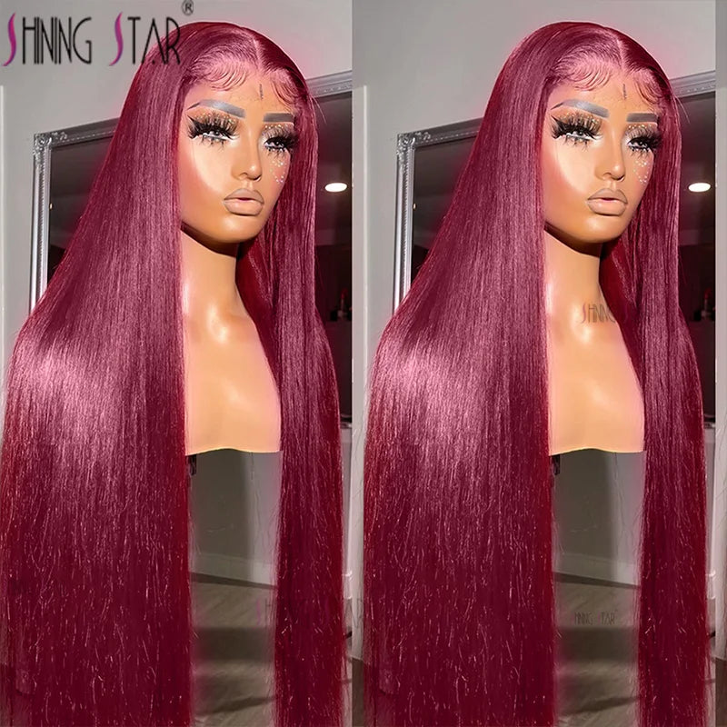Hot Red | Burgundy Bone Straight Wig Human Hair