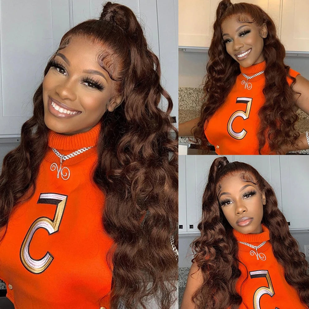 Body Wave Chocolate Brown HD Lace Front Wig Human Hair