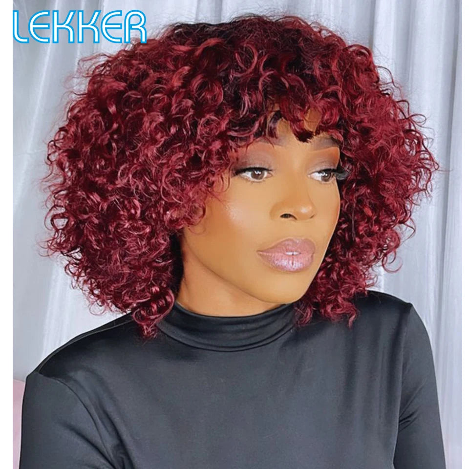 Short Curly Bob Remy Human Hair Wig Glueless Brazilian