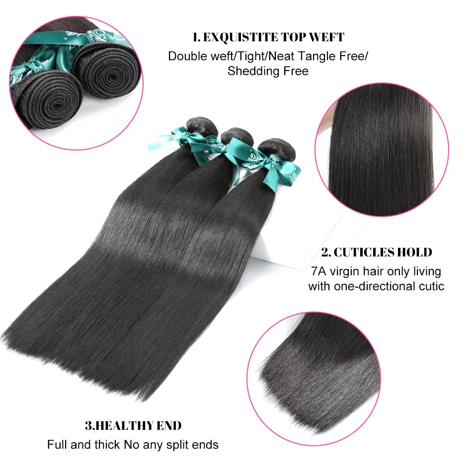 Straight Bundles Human Hair Brazilian Remy Long Thick hair