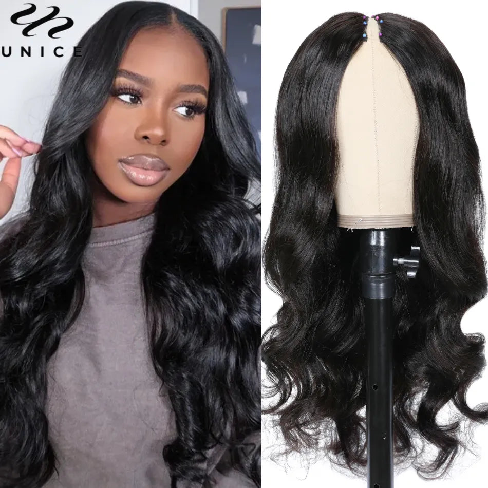 Hair Body Wave U Part Wig / Thin V Part Wig Human Hair