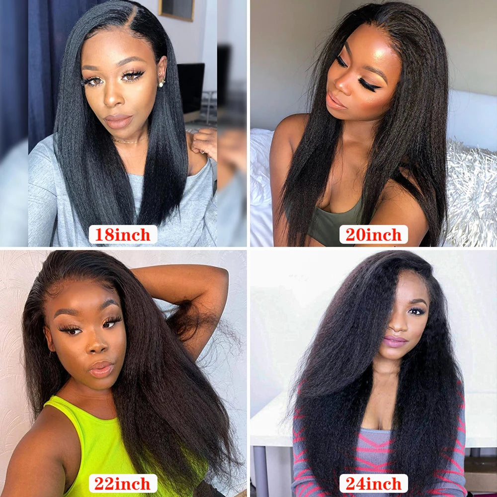 Kinky Straight Lace Front Human Hair Wig With Kinky Edges Baby Hair Straight HD Lace