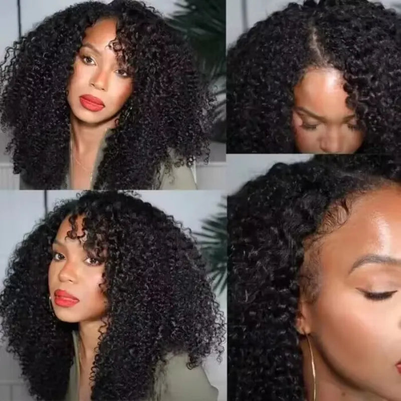 Glueless Curly V Part Human Hair Wig