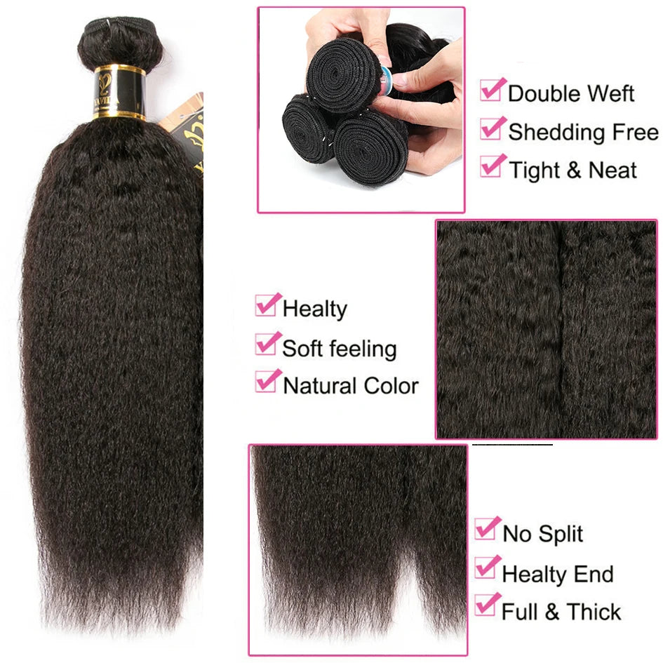 Brazilian Bundles Yaki Straight Human Hair 8a Non-Remy Hair Kinky Straight 1/3/4 Bundles