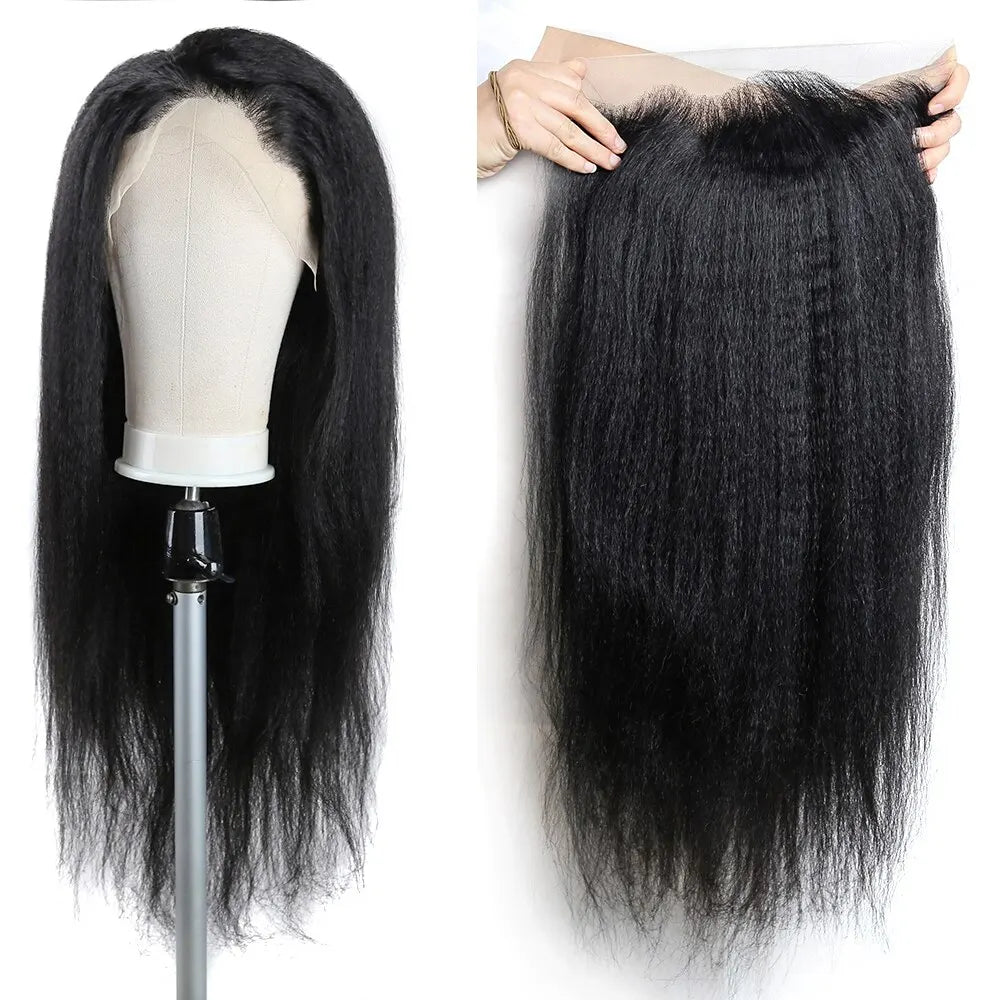 Yaki Straight Human Lace Front Wig Human Hair 13x4 Hair Pre Plucked HD Transparent 12"-30"