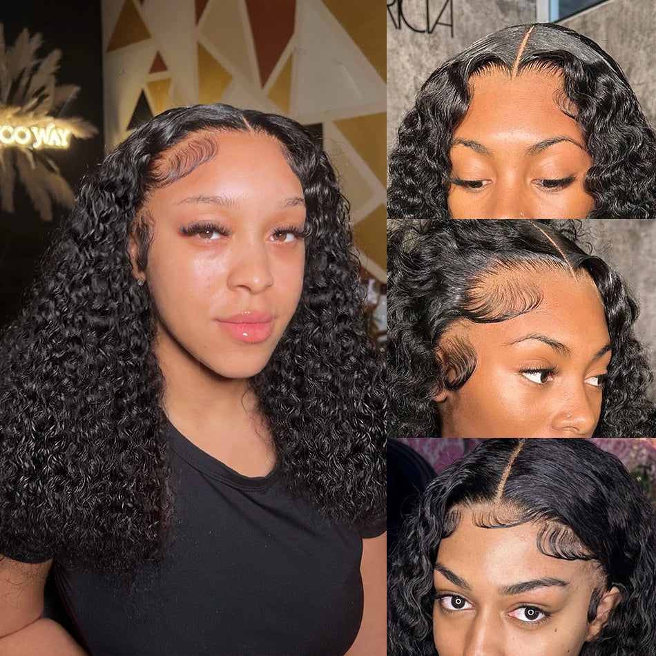 Deep Wave Transparent Lace Front Human Hair Remy T Part Lace Closure Wig