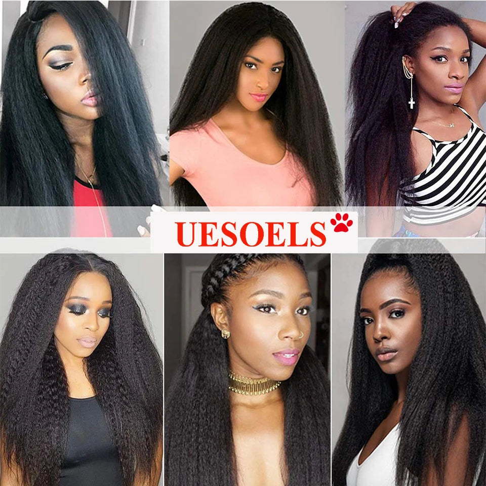 Kinky Straight Clips In Human Hair Extensions Natural Color In Brazilian 100% Remy 8pcs