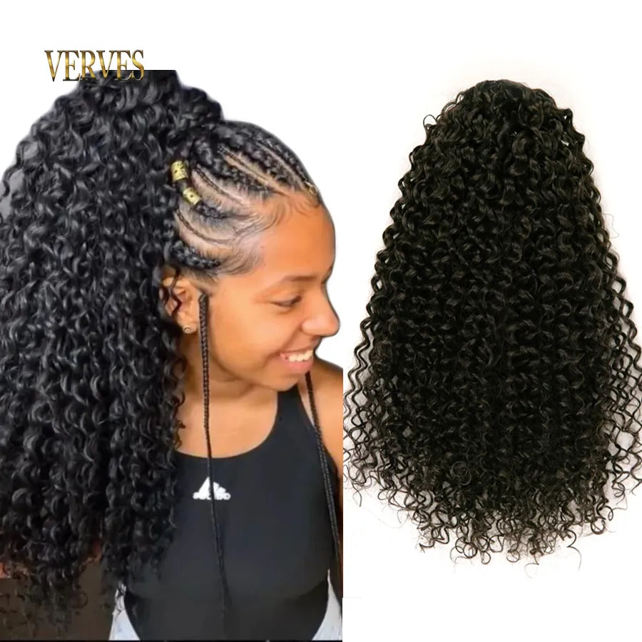 Synthetic Drawstring Puff Ponytail Afro Curly