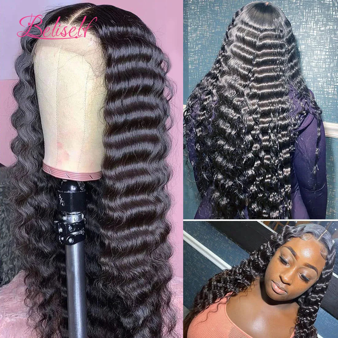 Loose Deep Wave Lace Frontal Wig Brazilian Remy Hair Natural Hairline