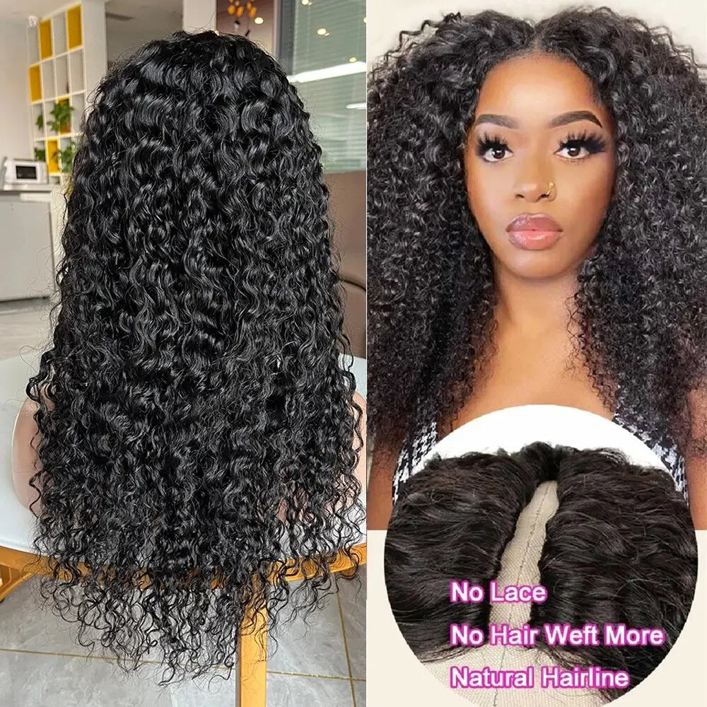 Brazilian Kinky Curly V Part Wig Glueless