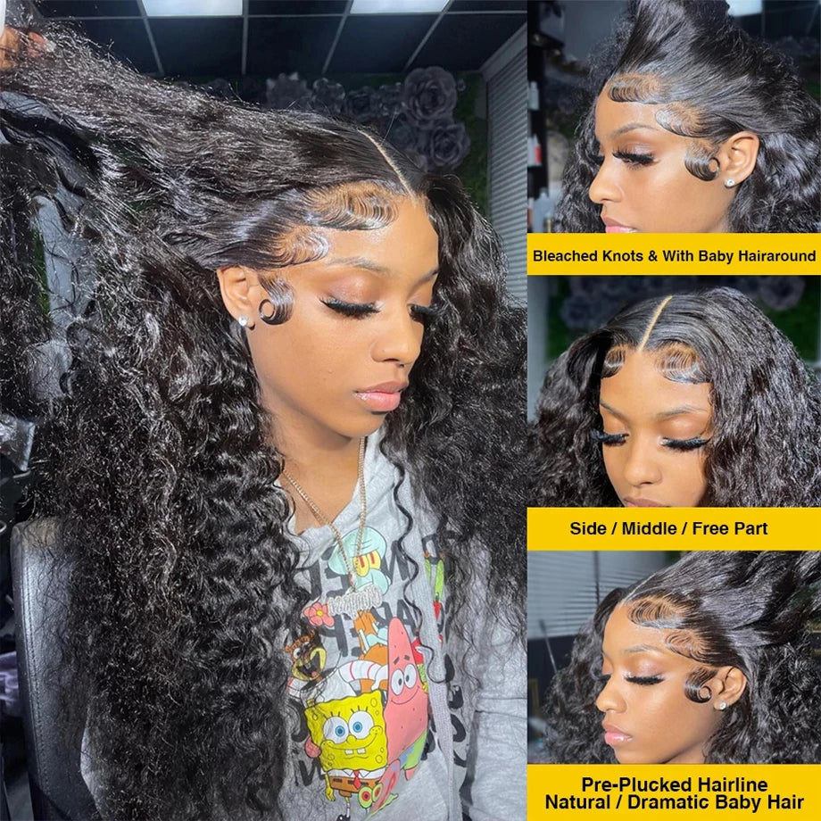 Deep Wave Frontal Curly Lace Front Human Hair Wigs