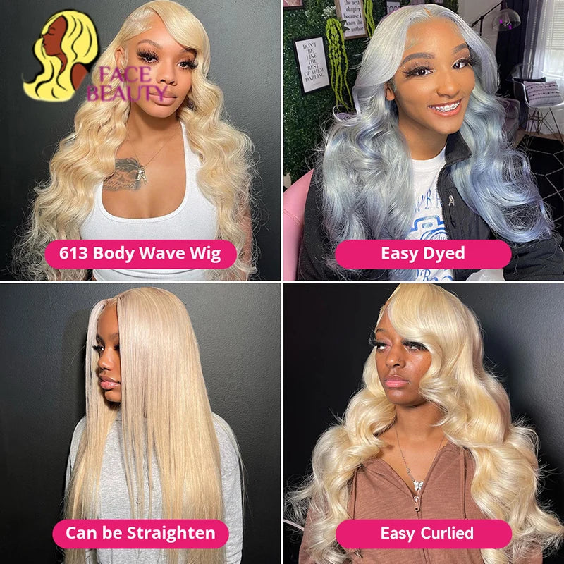 Lace Frontal Wig 613 Blonde Body Wave Wig Preplucked Brazilian