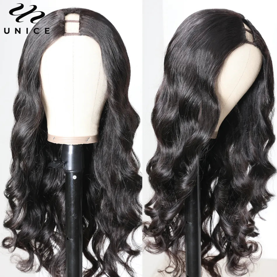 Hair Body Wave U Part Wig / Thin V Part Wig Human Hair