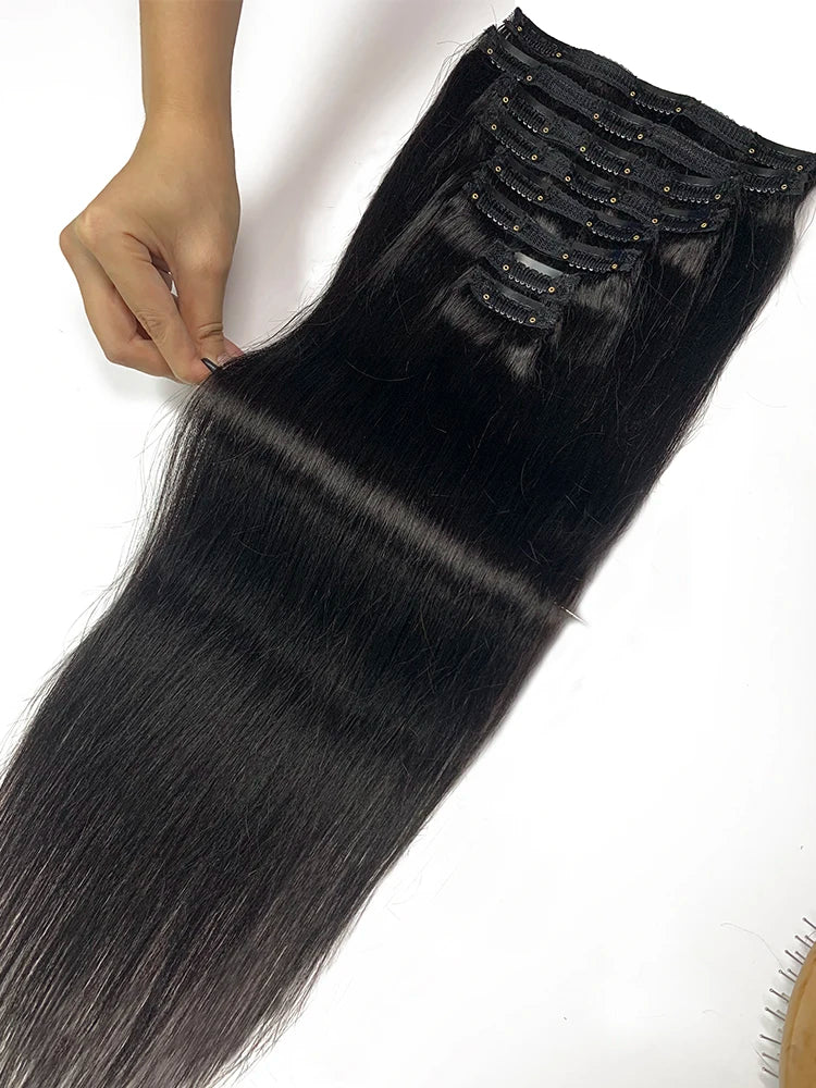 Straight Clip In Hair Extension Human Hair Set Straight Clip In