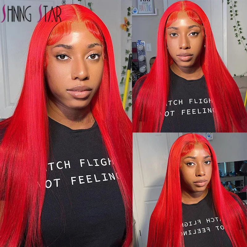 Hot Red | Burgundy Bone Straight Wig Human Hair
