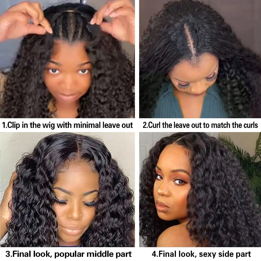 V Part Wig Brazilian Human Hair
