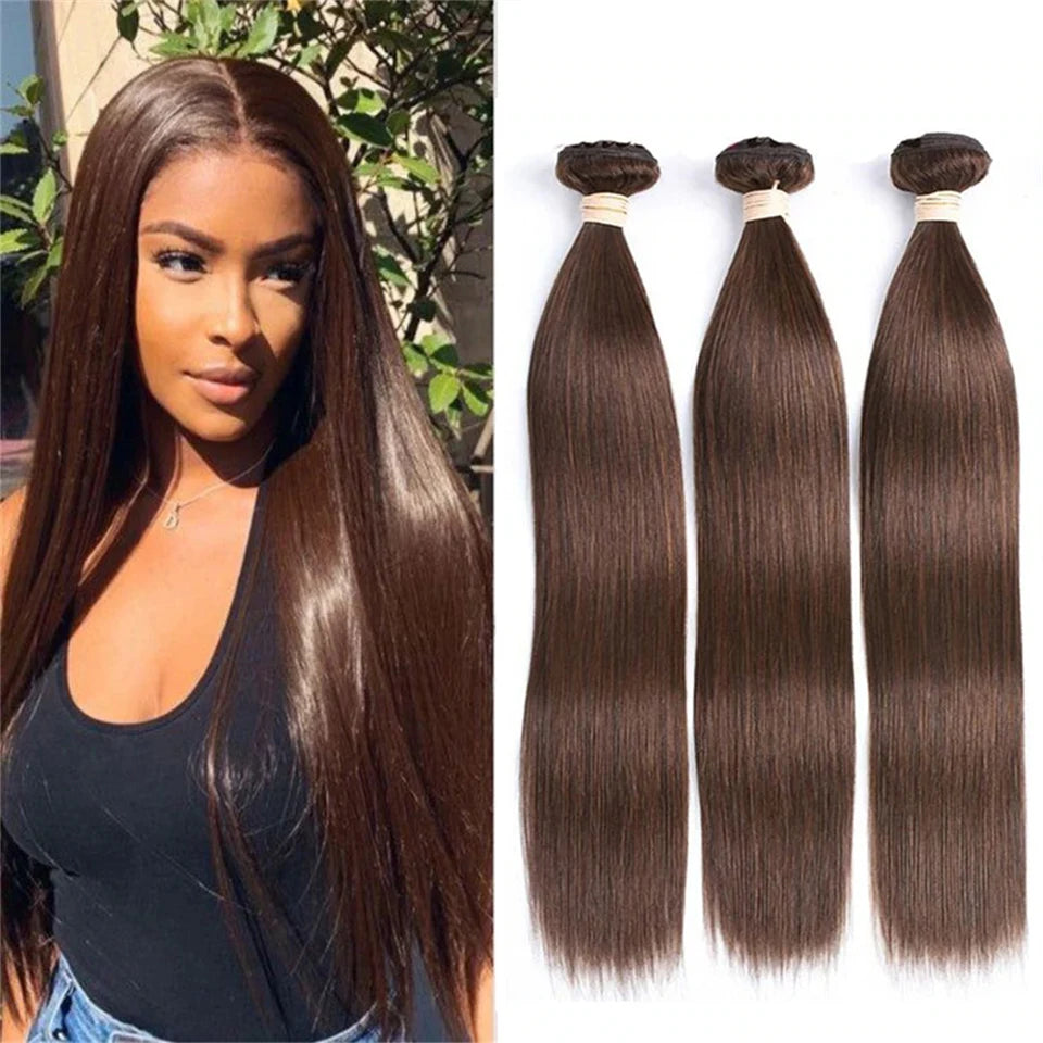 Model showcasing long, straight Brazilian Remy human hair bundles with a sleek and natural finish. Perfect for a flawless, polished look