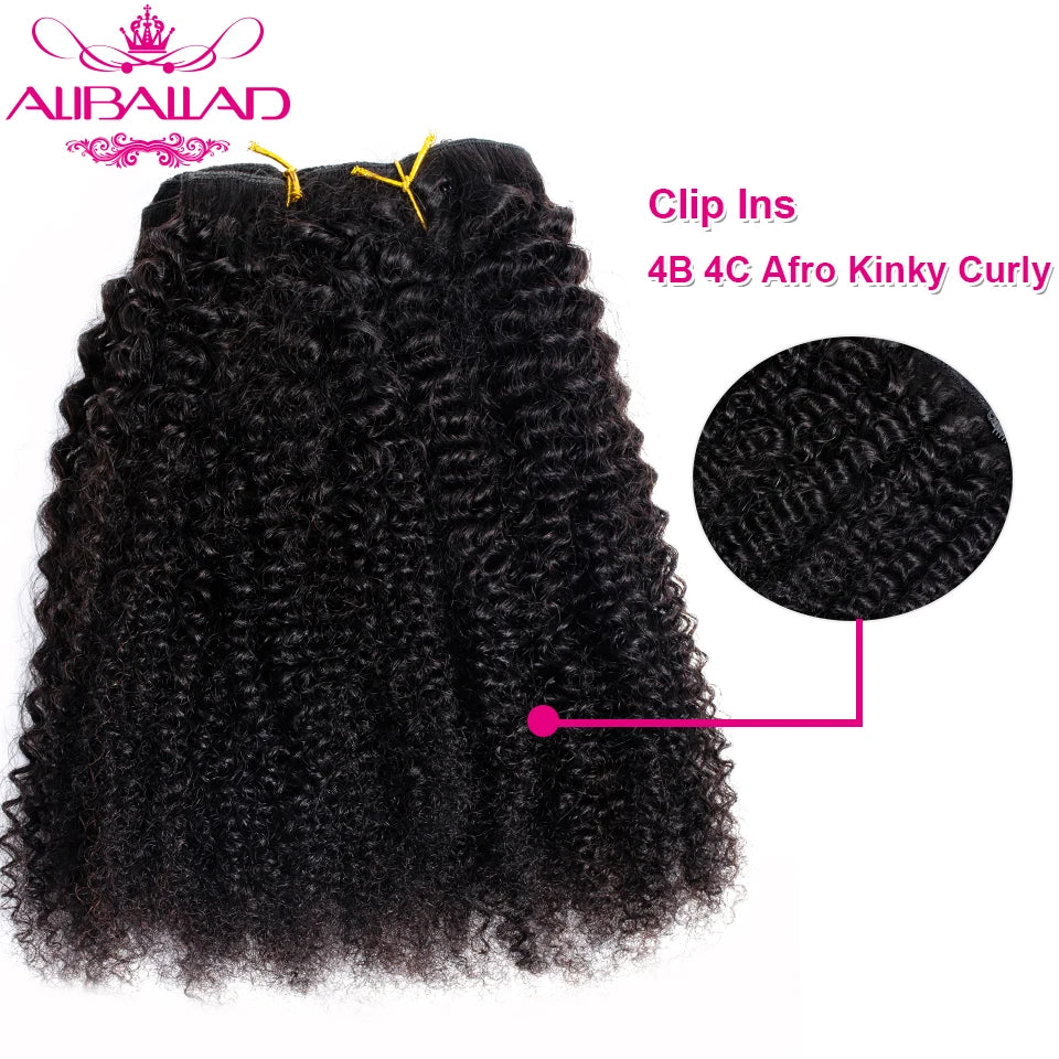 Clip In Human Hair Extensions Mongolian Afro Kinky Curly