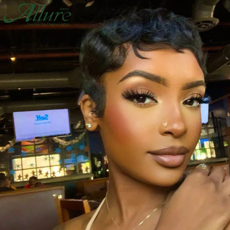 Pixie Cut Human Hair Wig T Part Lace