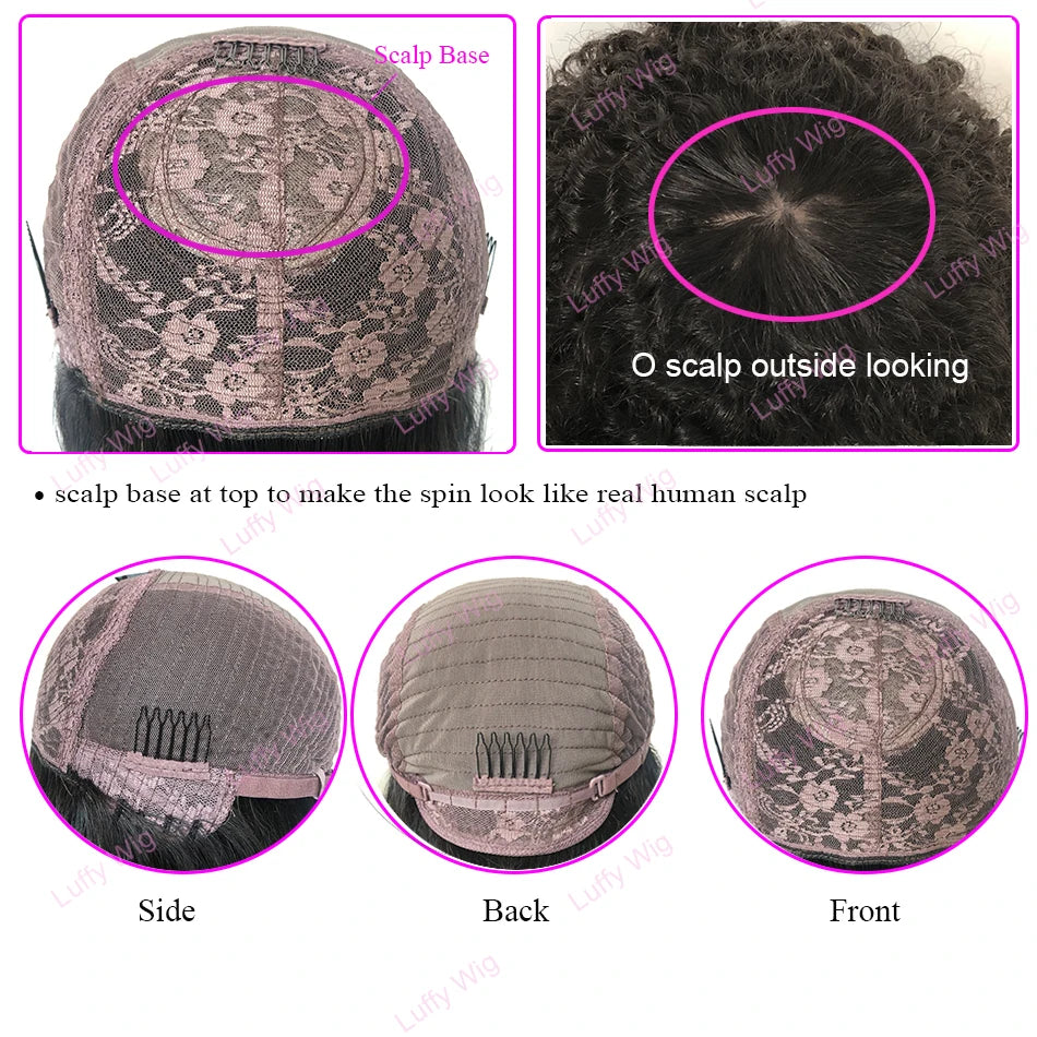 Full 200% Density Afro Kinky Curly Wig With Bangs
